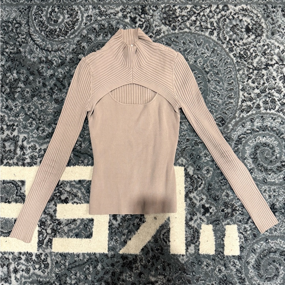 Jonathan Simkhai Ribbed Knit Top in Taupe